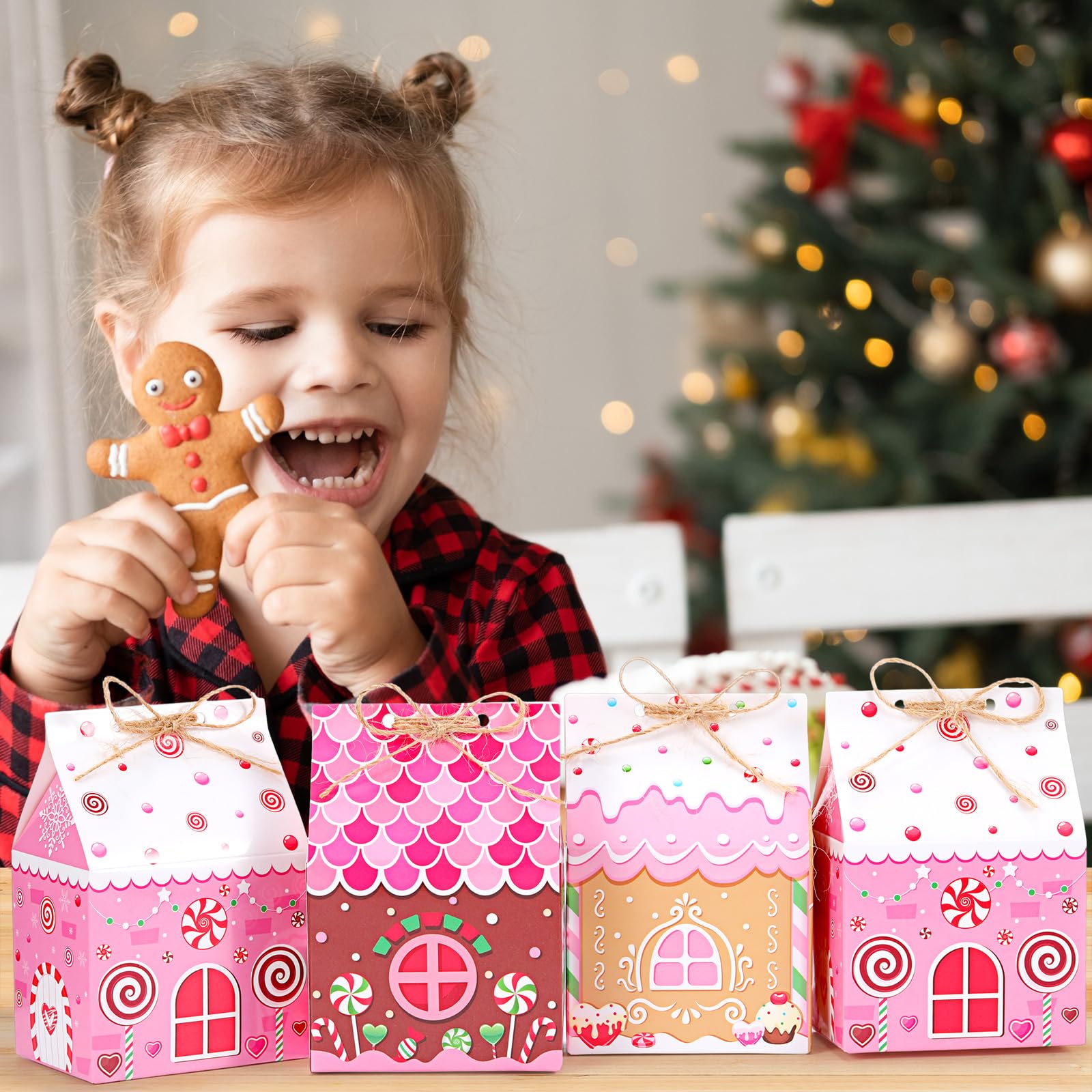 クラフトバッグ ハンドバッグ型 ミニボックス 3個 クリスマス柄 Amazon.com: Pasimy 24 Pcs Pink Christmas Mini Gingerbread House